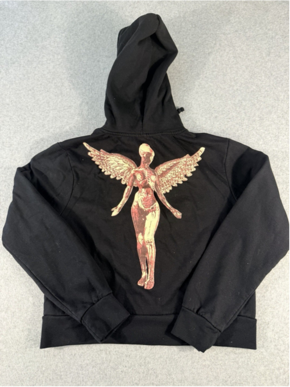 Nirvana In Utero Angel Full Zip Hoodie Medium Black Band Graphic 2024 Rock